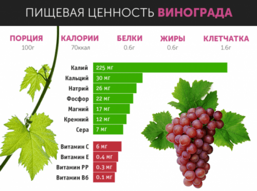 Пищевая ценность винограда