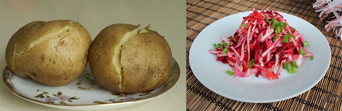 Картофель и салат Метелка