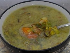 Суп с тыквой,шпинатом и луком пореем