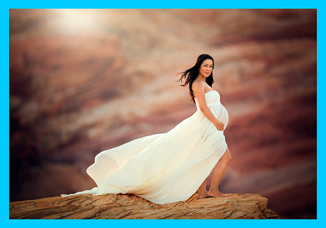 беременная девушка в белом платье