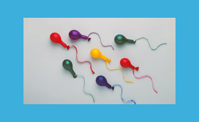 сперматозоиды, как маленькие разноцветные шарики