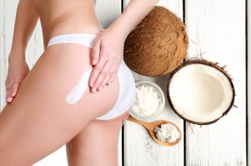 I massage sexy booty with coconut oil
