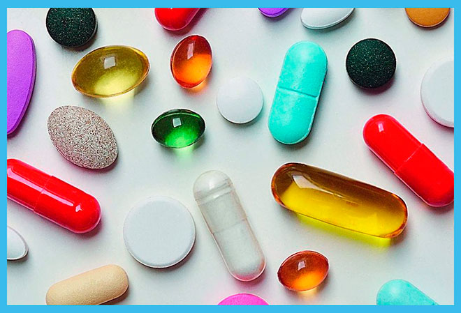 много разноцветных таблеток